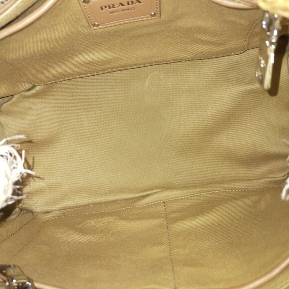 Authentic Prada Hand Bag Brown Raffia mn715-112925 - Picture 10 of 16